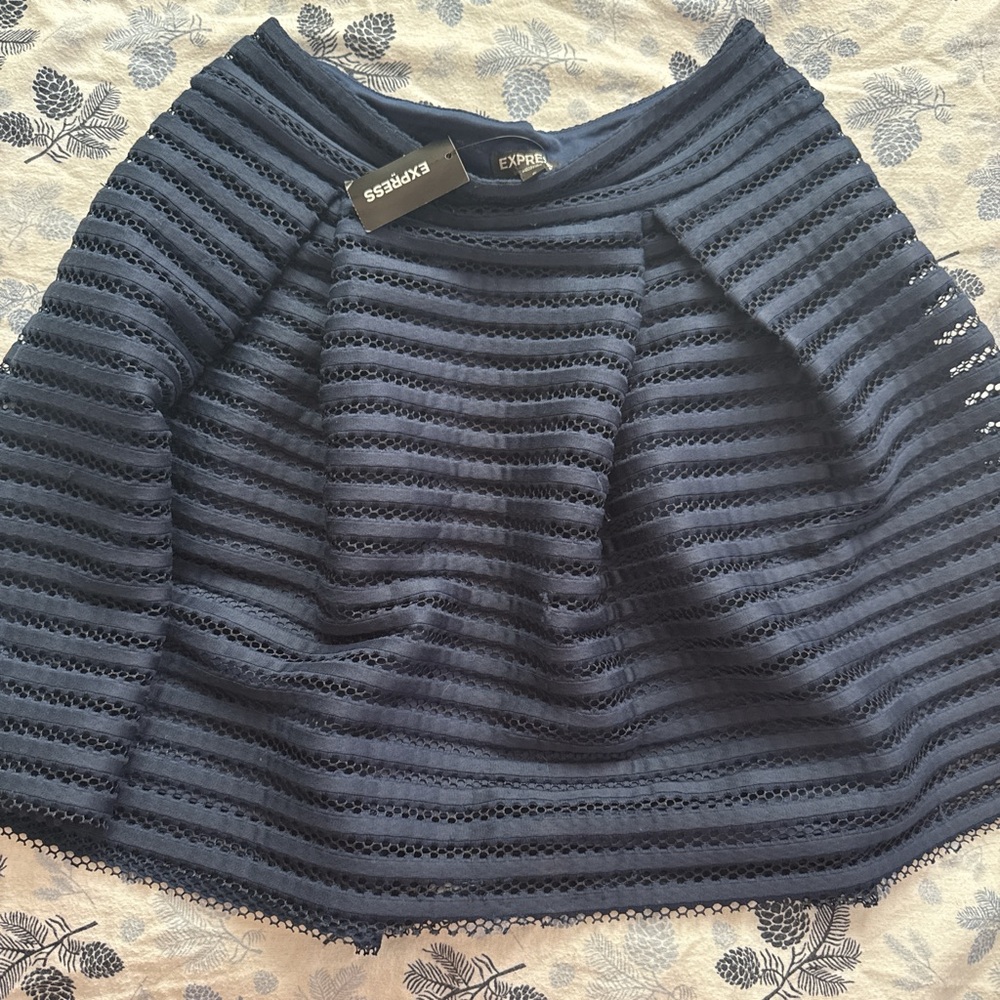 Express Dark Blue Textured Mini Skirt